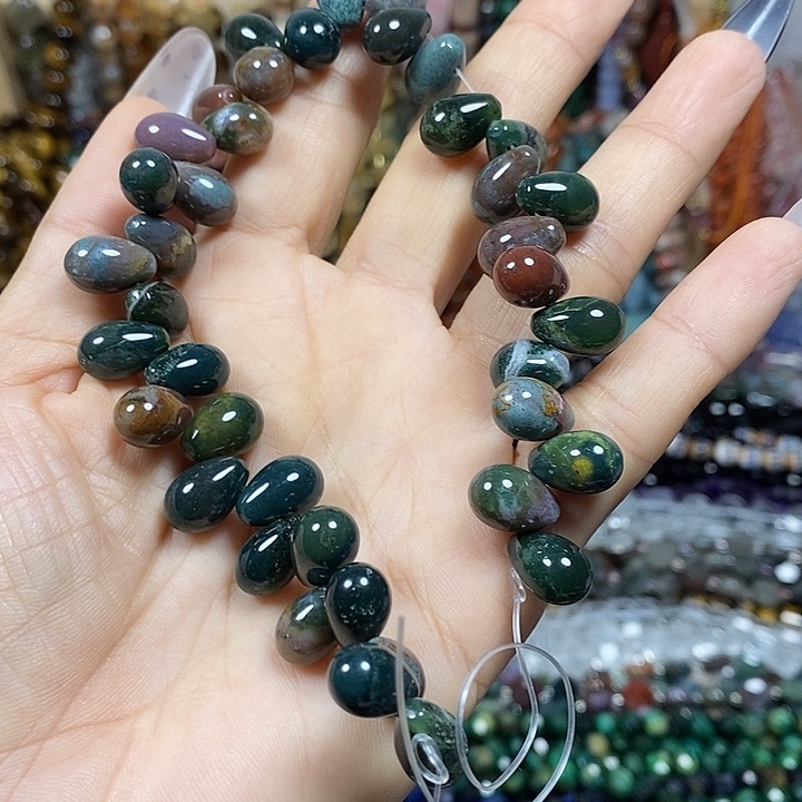 玛瑙/玉髓未镶嵌珠宝半成品天然印度玛瑙水滴卡8*12mm