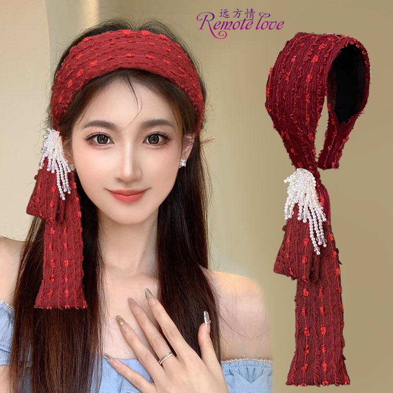 remote love/远方情复古飘带仙气发箍女仿珍珠流苏洋气发饰T3202