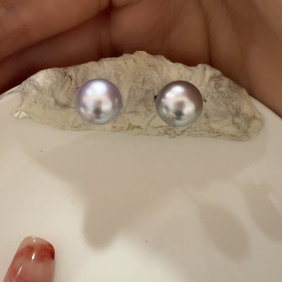 海水珍珠耳饰银S925镶嵌