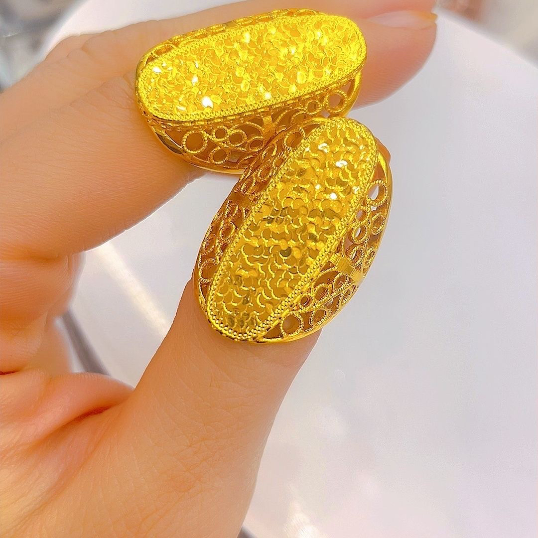 铜合金戒指 金色碎冰冰曝闪戒指轻奢