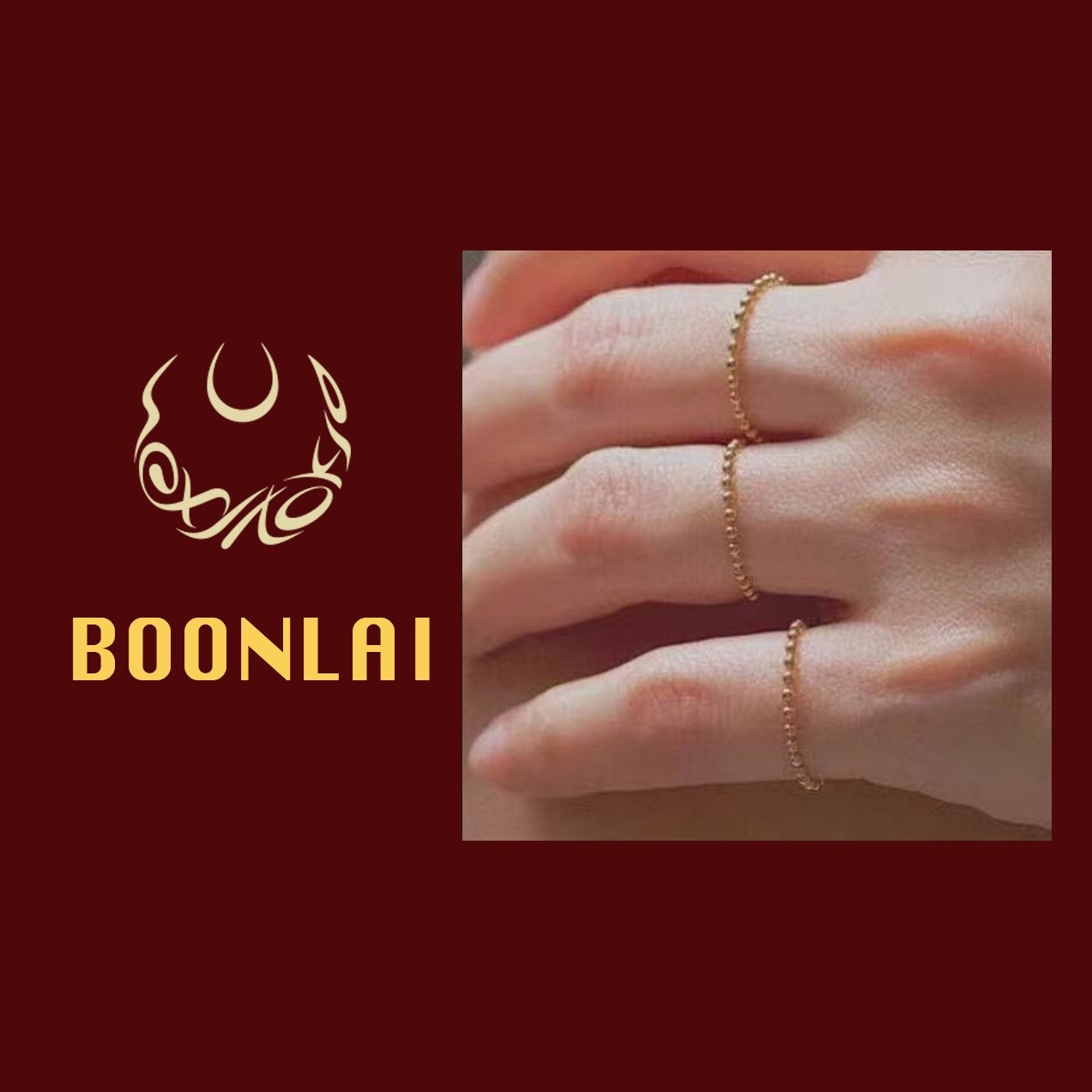 铜合金戒指 Boonlai 小米珠金色珠珠戒指