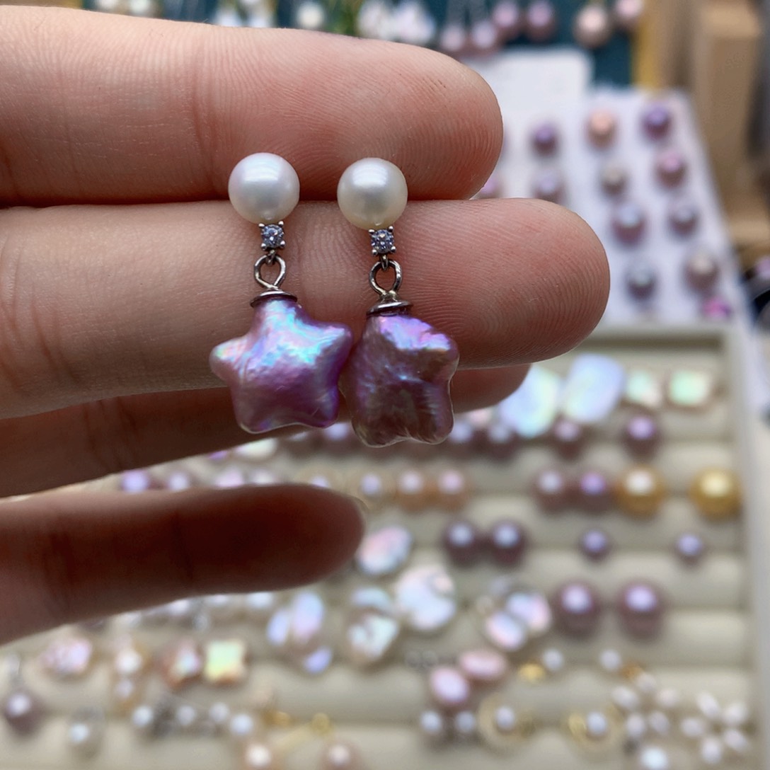 淡水珍珠耳饰银S925镶嵌