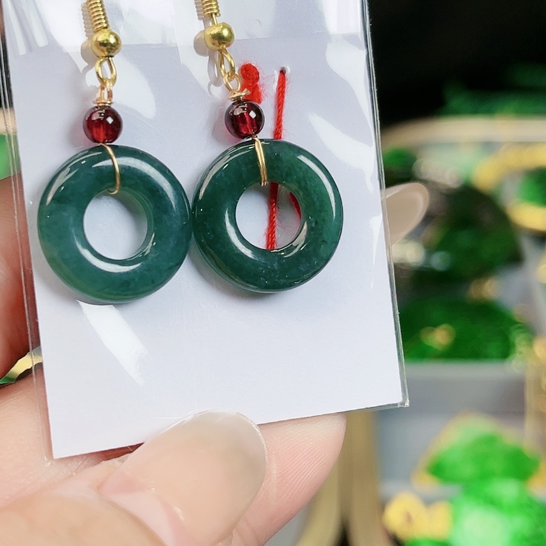 翡翠颈饰银S925镶嵌耳饰