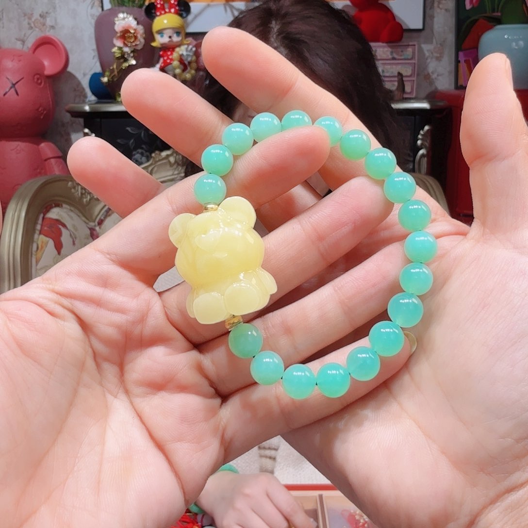 石英质玉手串18K金镶嵌手串