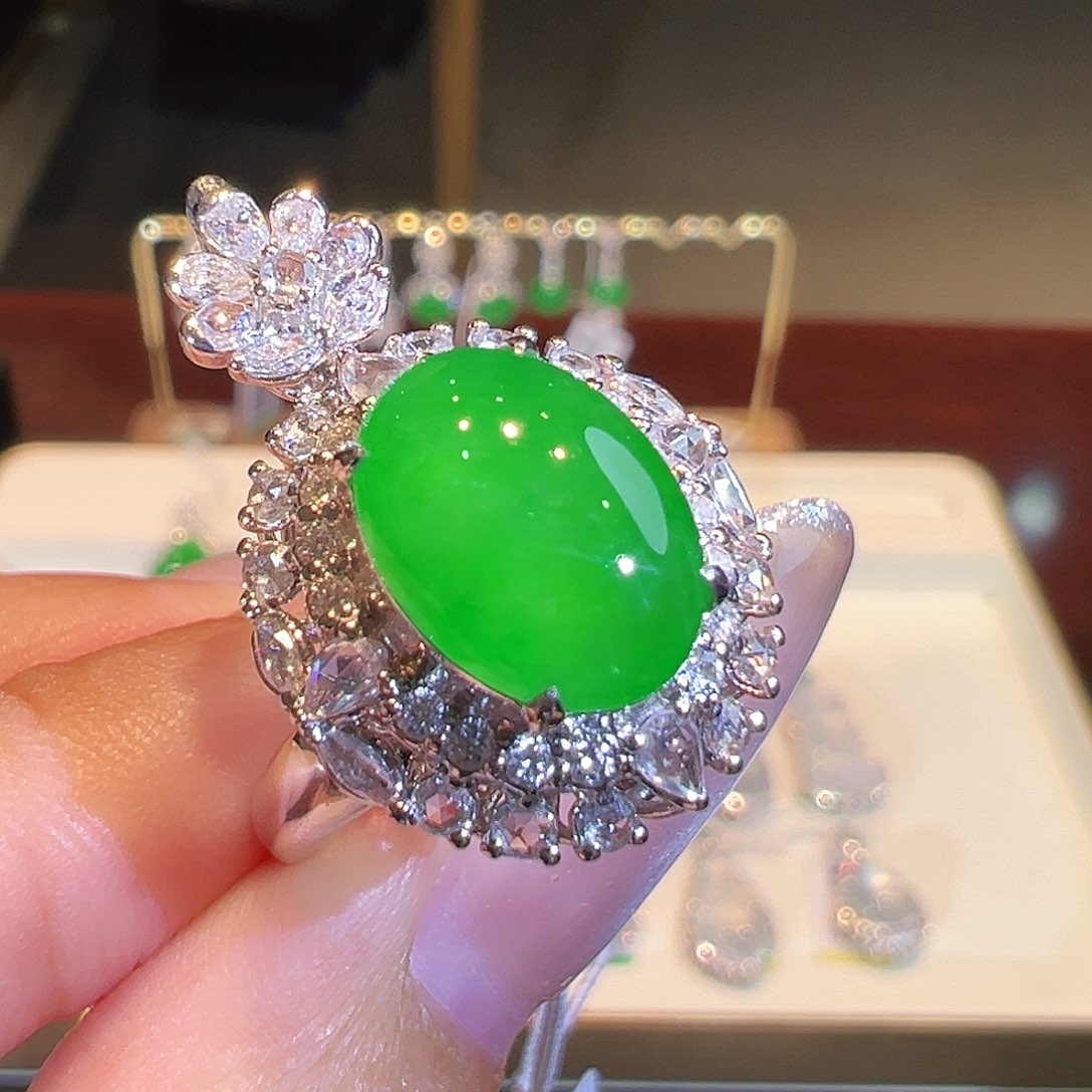 翡翠戒指18K金镶嵌两用款