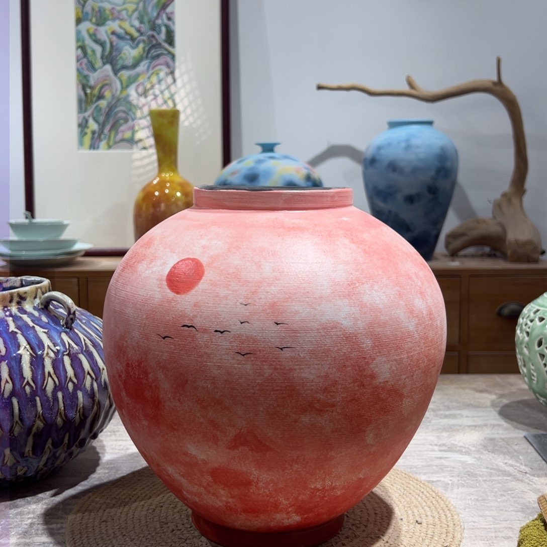 摆件陶瓷花瓶高28口10