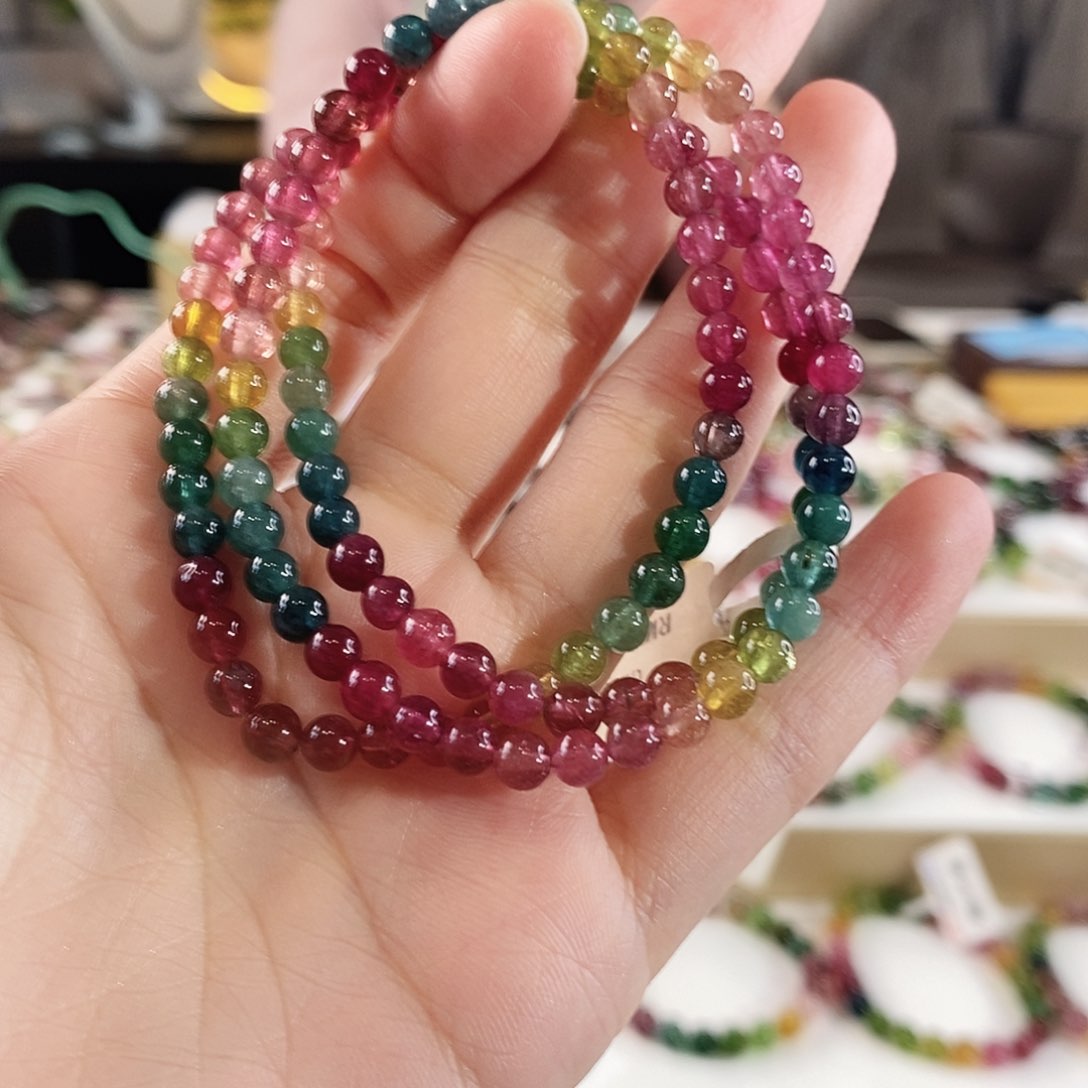 碧玺手串未镶嵌G2353三圈颜色微差