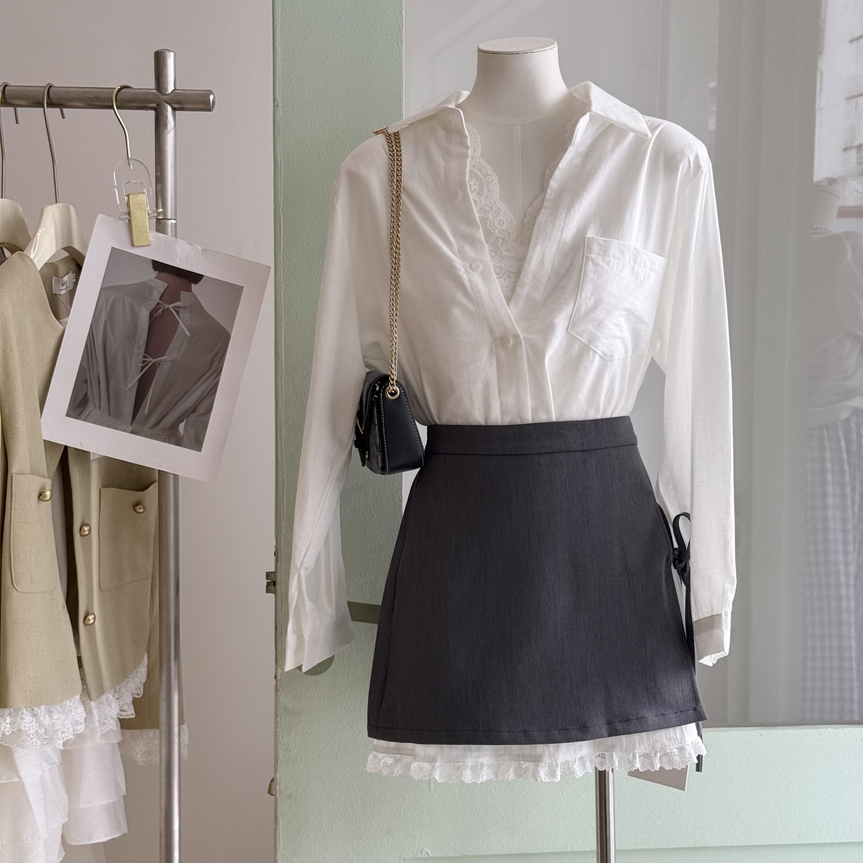 时尚百褶时尚套装轻熟风短裙纯欲风长袖中国风半裙套装气质