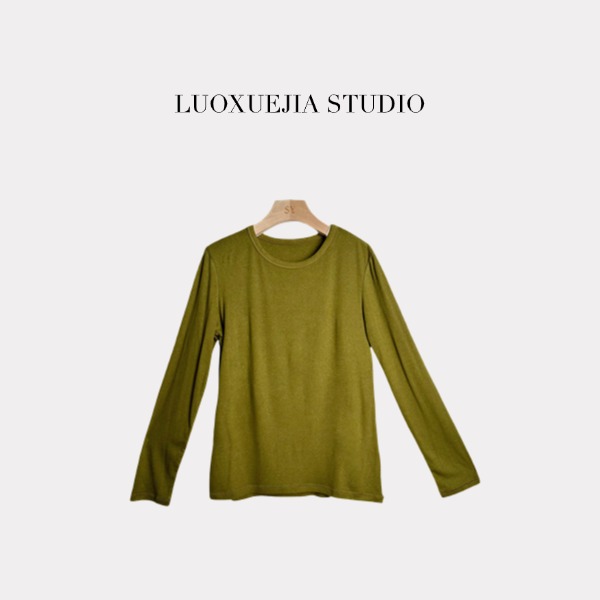 LXJ25274「松弛极简」经典百搭圆领亲肤舒适长袖T恤