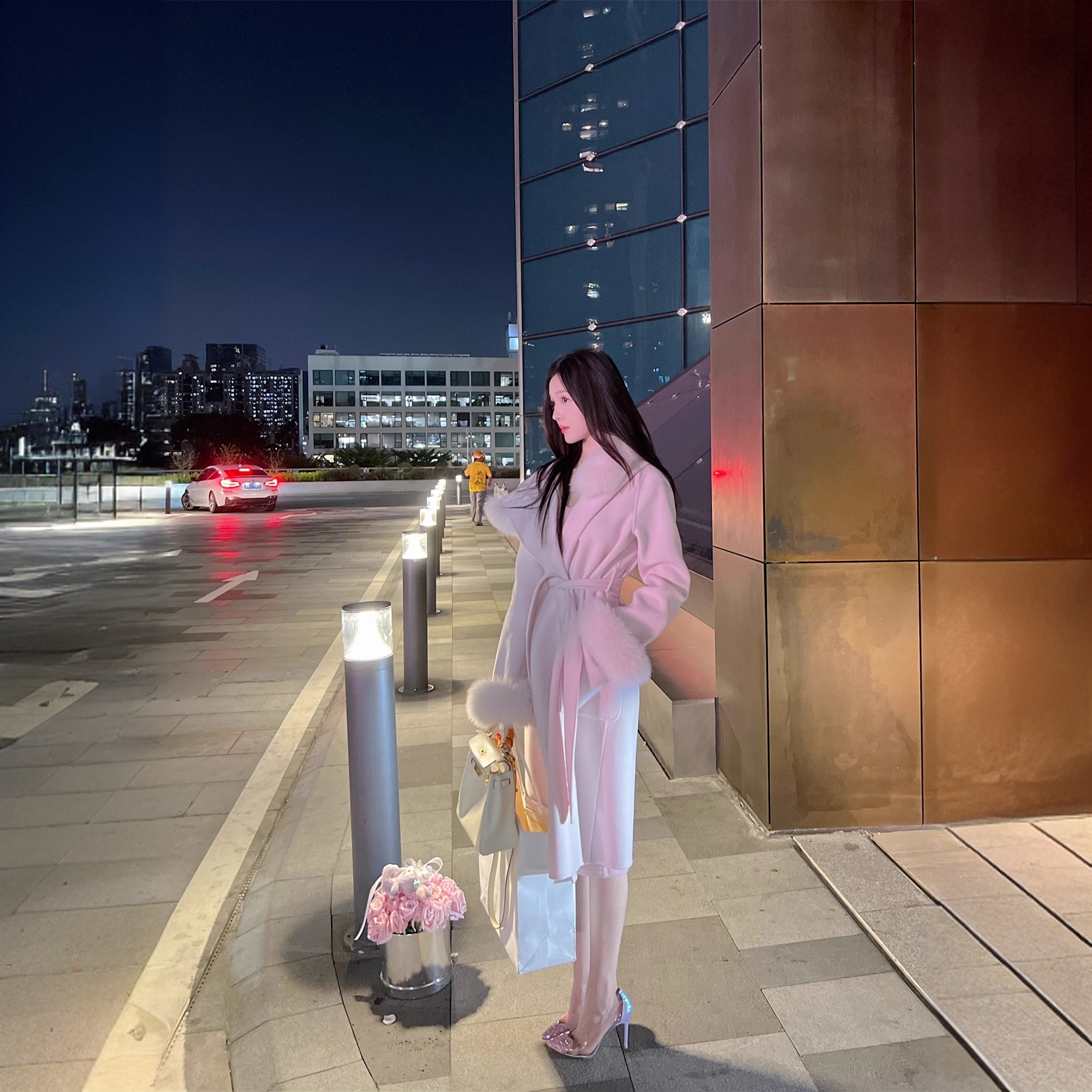 【XX2402428】【怦然心动】桃心水钻气质高跟鞋单鞋羊皮PVC单鞋