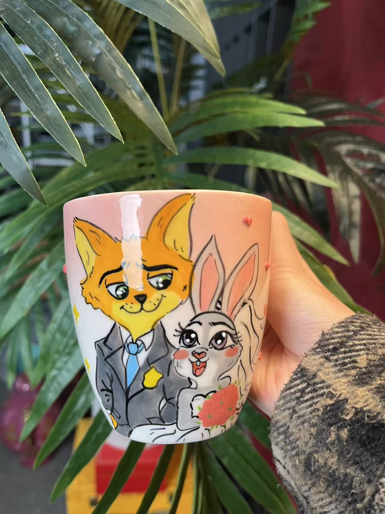 创意手工陶瓷狐狸兔子马克杯