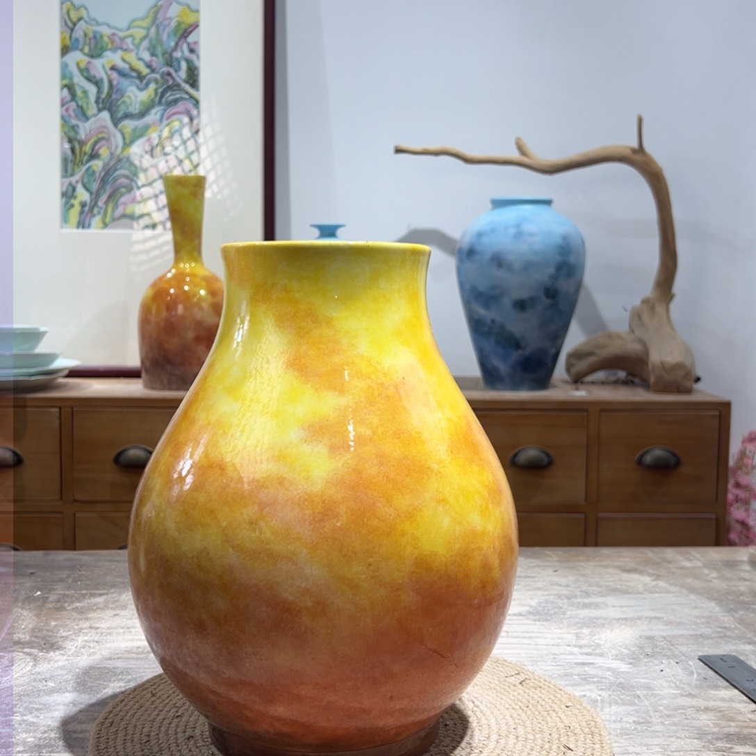 摆件陶瓷花瓶高30口11