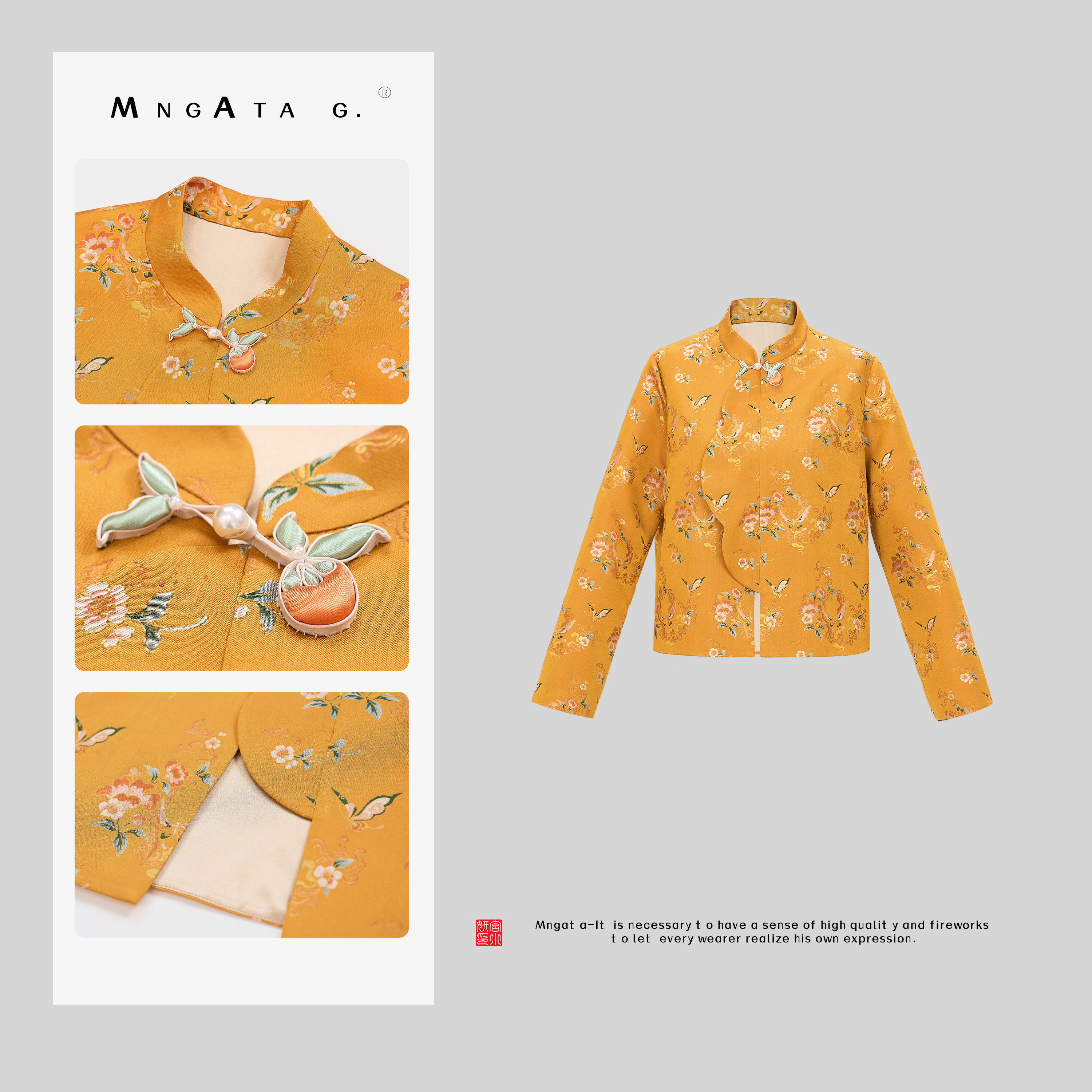 MNGATA G.宫小妍【宋锦·柿柿如意】早秋桑蚕丝新中式外套4122288