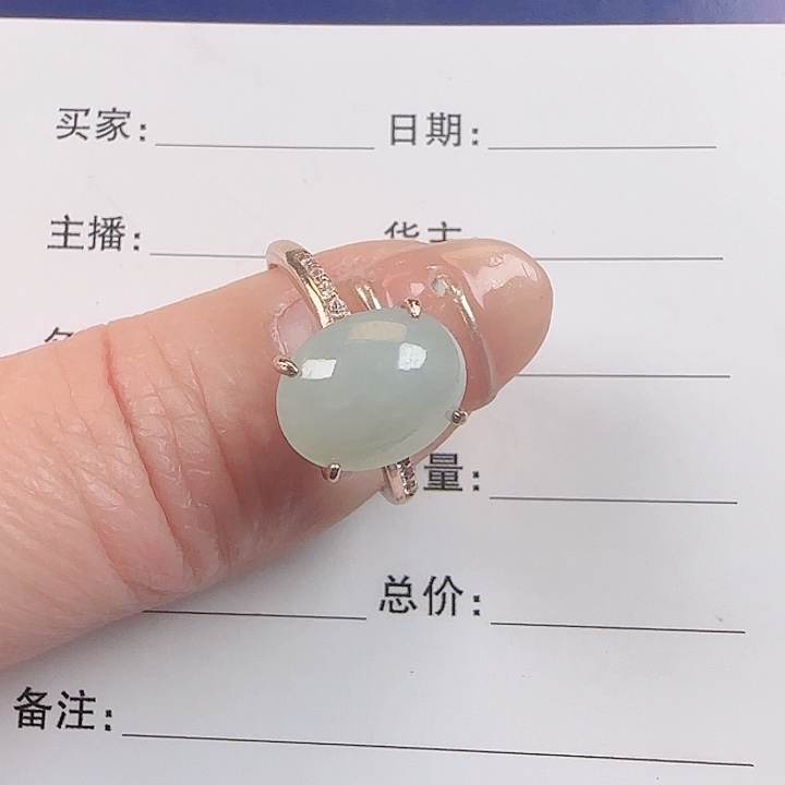 翡翠戒指银S925镶嵌缅甸a货翡翠戒指s925银镶