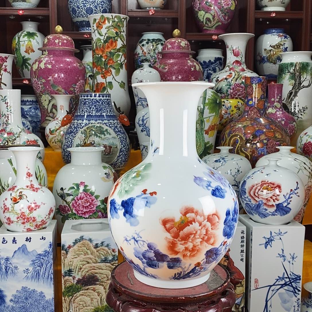 摆件陶景德镇陶瓷赏瓶