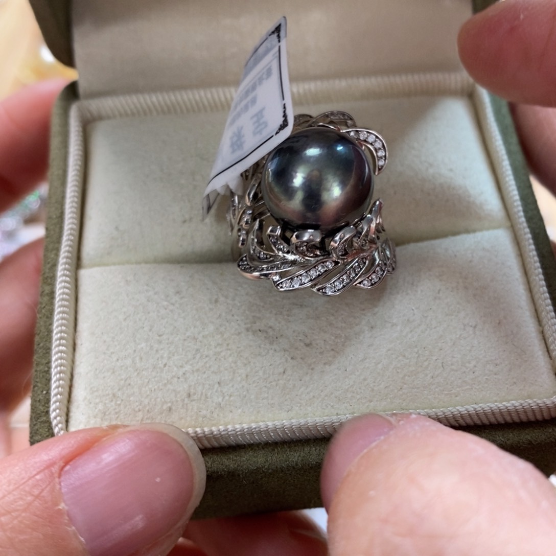 海水珍珠戒圈银S925镶嵌