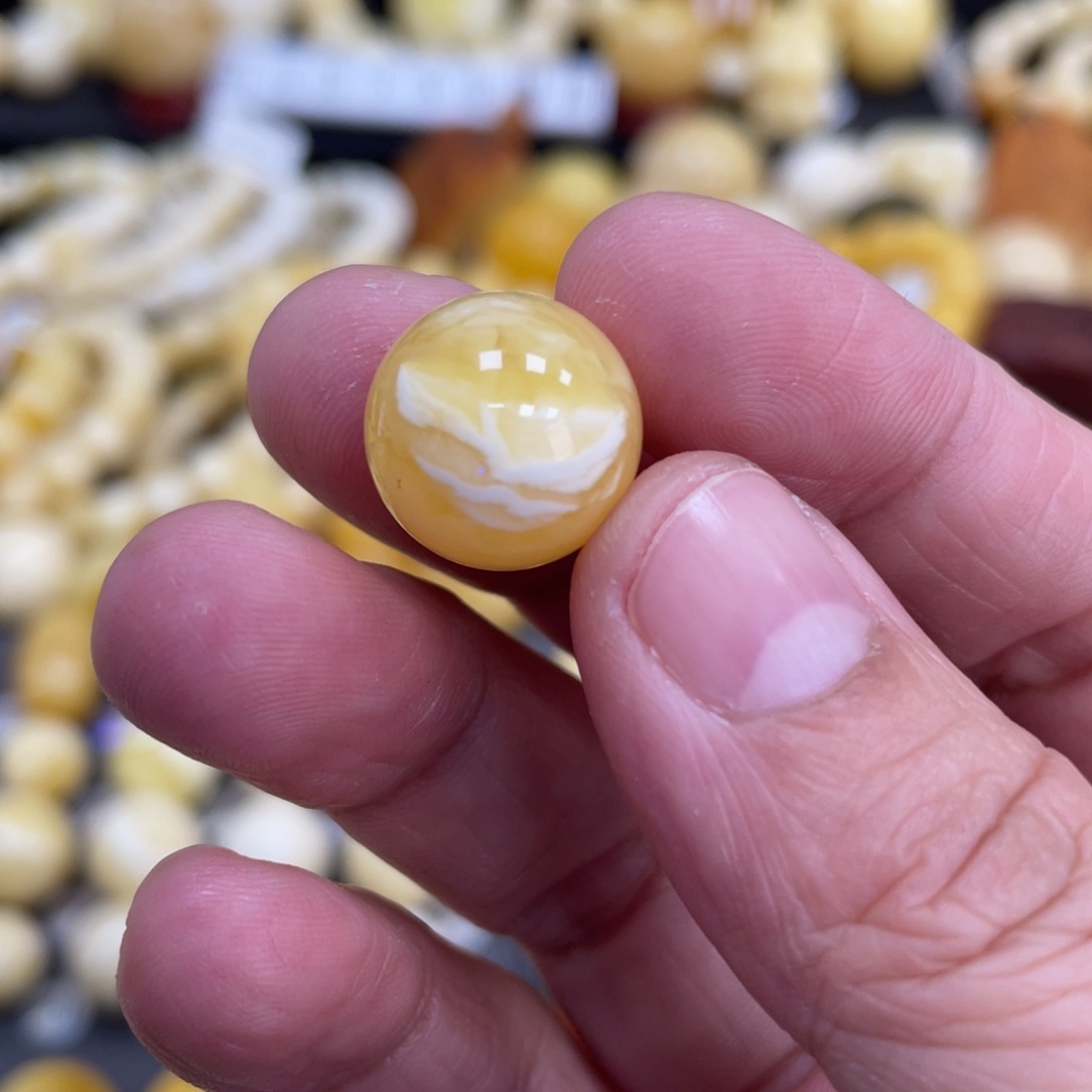 琥珀珠宝奇石未镶嵌14.5mm微花粉