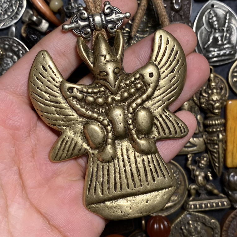 铜吊坠 藏传精美大鹏鸟吊坠牌