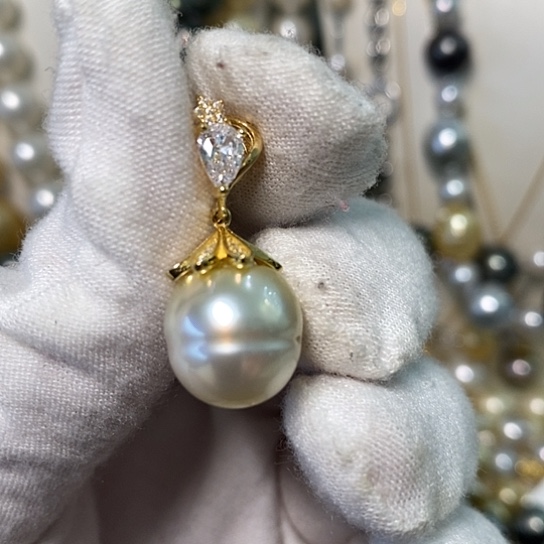 海水珍珠颈饰银S925镶嵌12.3