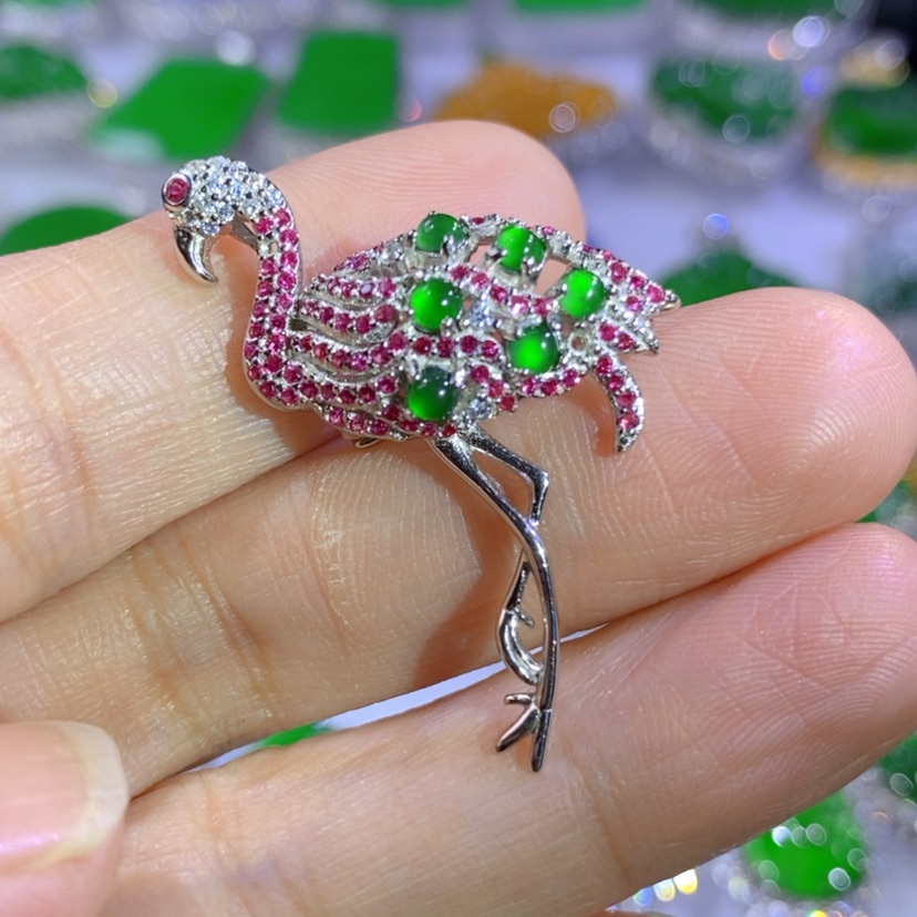 【闪购商品】翡翠挂件银S925镶嵌天然翡翠