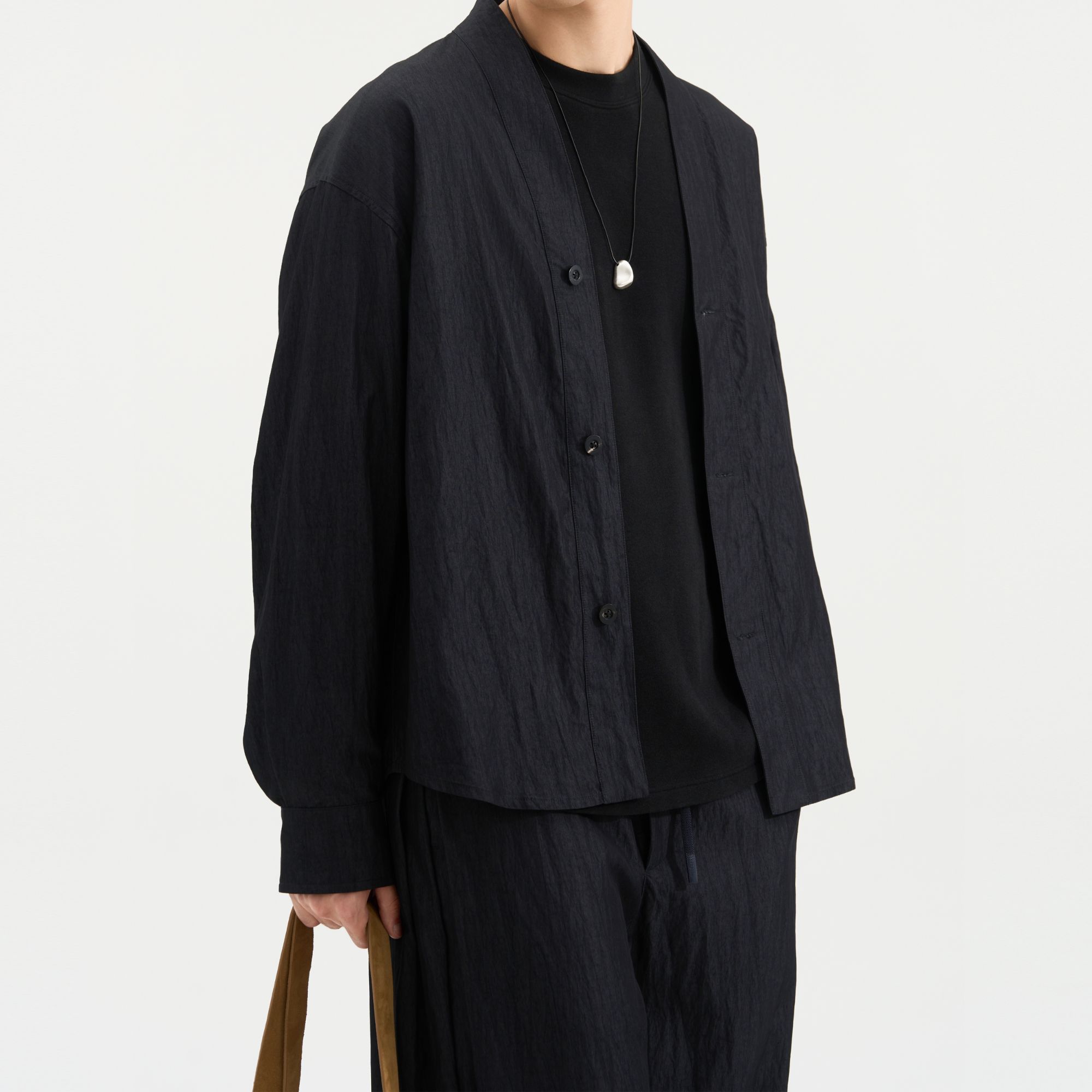 CityDay【楠哥】黑序曲·鎏金纹禅意道袍老钱风高级感微阔套装 25032