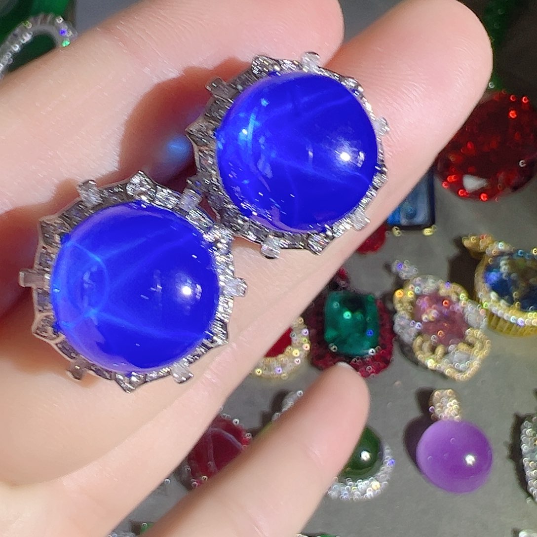 花岗石钨合金红色蓝色吊坠