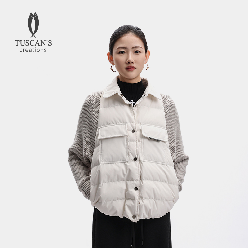 TUSCAN'S CREATIONS轻薄款时尚简约拼接女款羽绒服双鱼女装