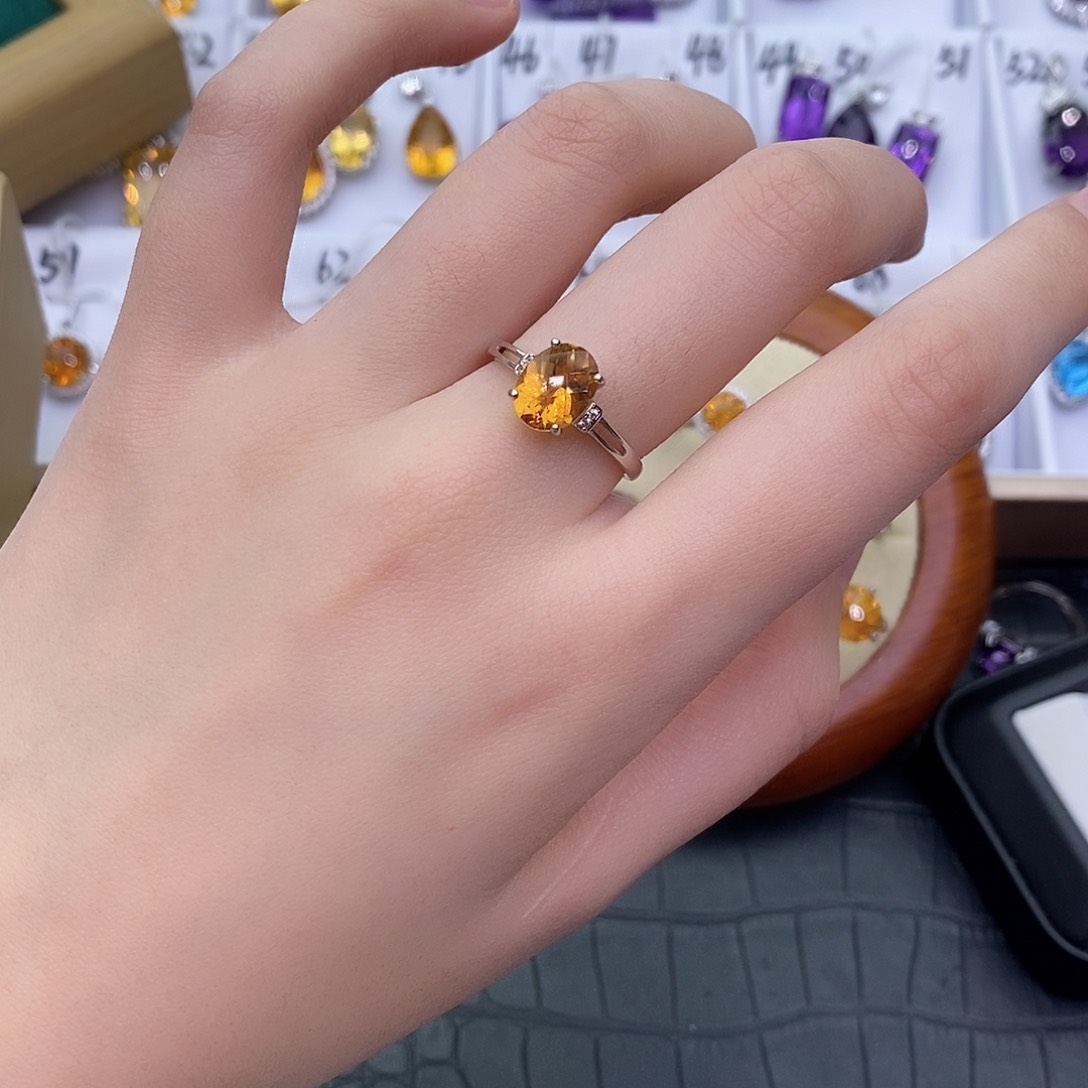 黄晶纯天然无优化黄水晶Q银S925镶嵌田*晴