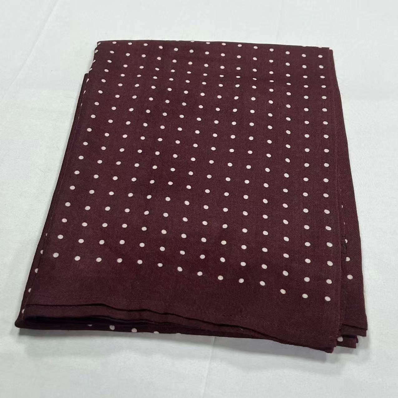 羊绒长巾-酒红纯白点 95*190cm丝巾