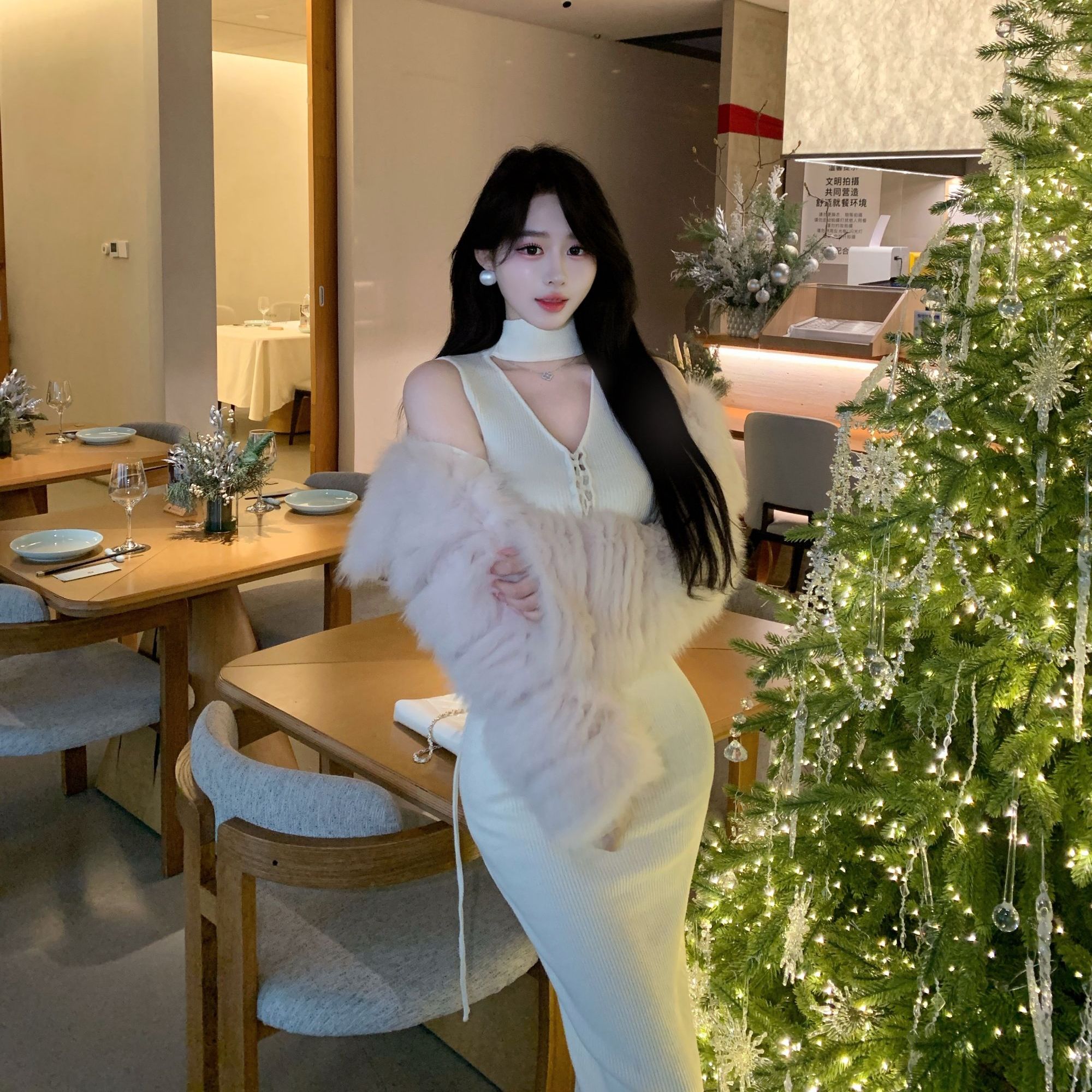 甜芯Sweet小心机绑带纯欲毛衣内搭裙！气质显瘦连衣裙女