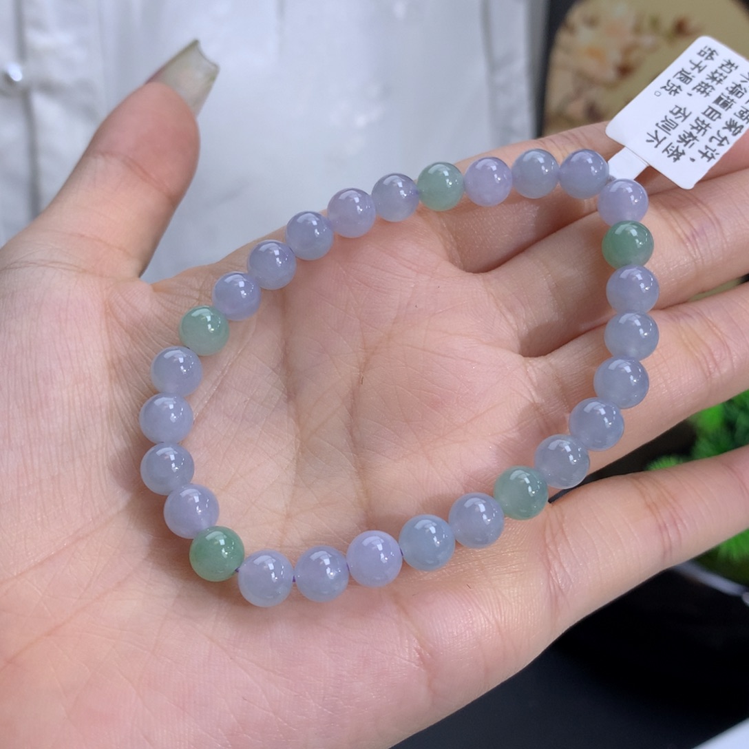 翡翠手链未镶嵌卡6.6冰胶紫绿