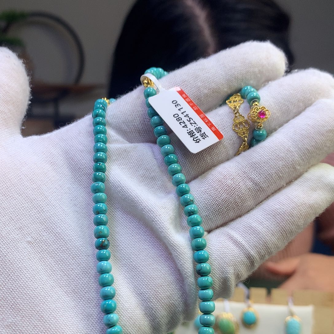 绿松石项链18K金镶嵌