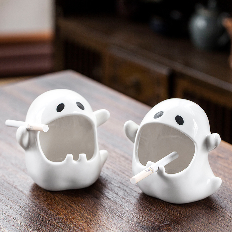 飘飘幽灵烟灰缸陶瓷高级感创意ins网红小众送礼摆件家用客厅餐厅