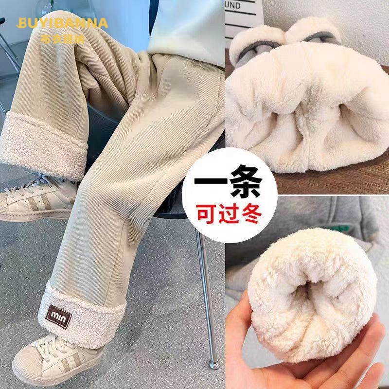 女童长裤松紧运动休闲裤冬装羊羔绒加绒加厚好看百搭时尚爆款裤子