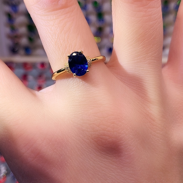 蓝宝石戒指银S925镶嵌