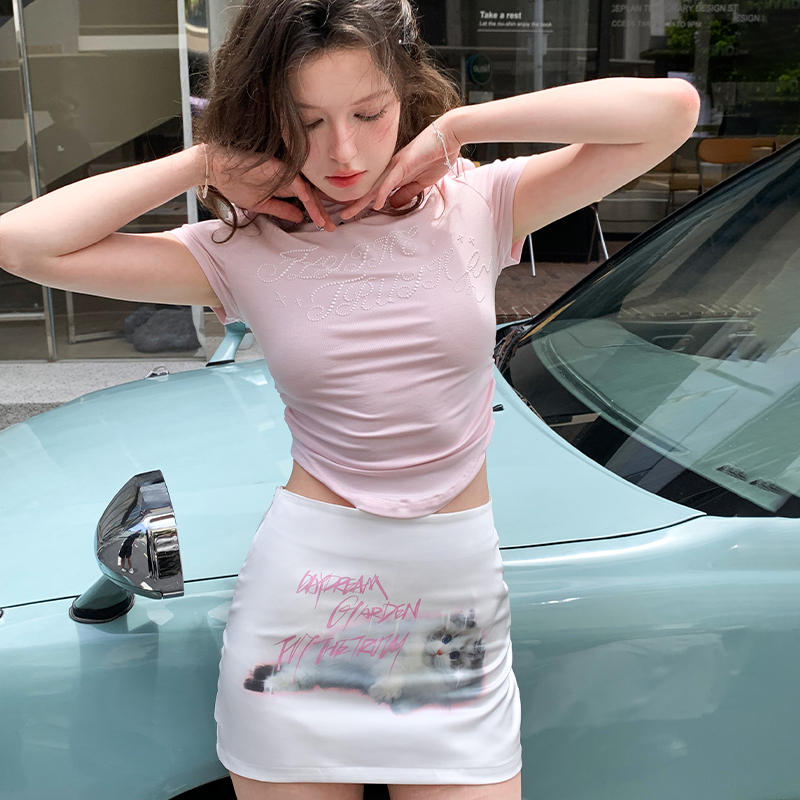 FTT FlyTheTruth 蜜桃精灵 韩系正肩半高领短袖女t恤2025新款上衣