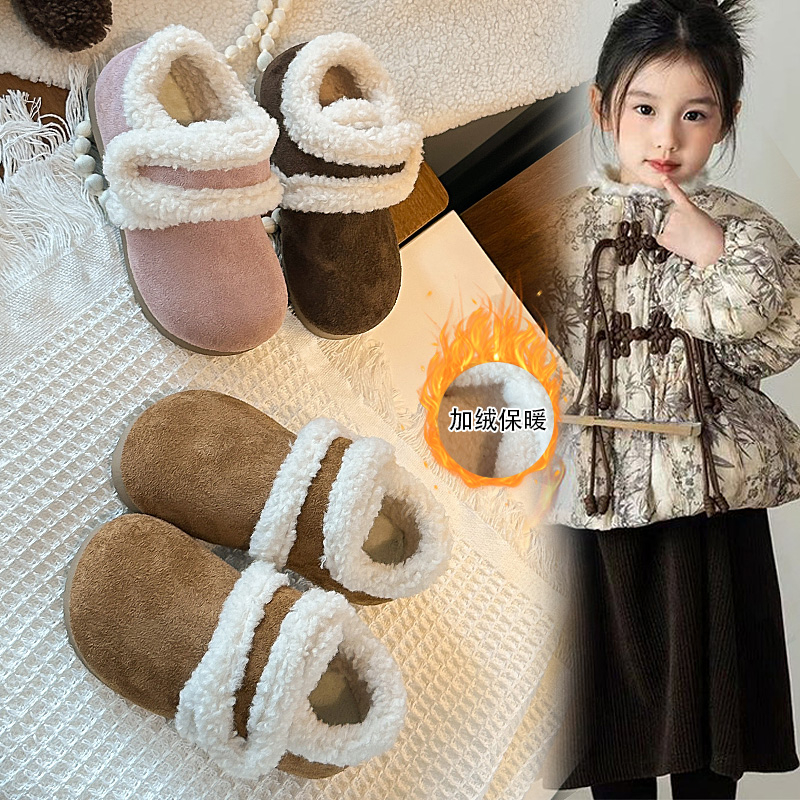 女童时尚保暖棉鞋2025新款冬季儿童女孩加绒加厚冬款毛毛鞋博肯鞋