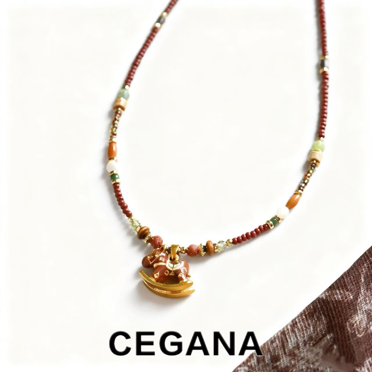 铜合金树脂项链 锁骨链CEGANA【马上有钱】新年款小马珐琅时尚项链