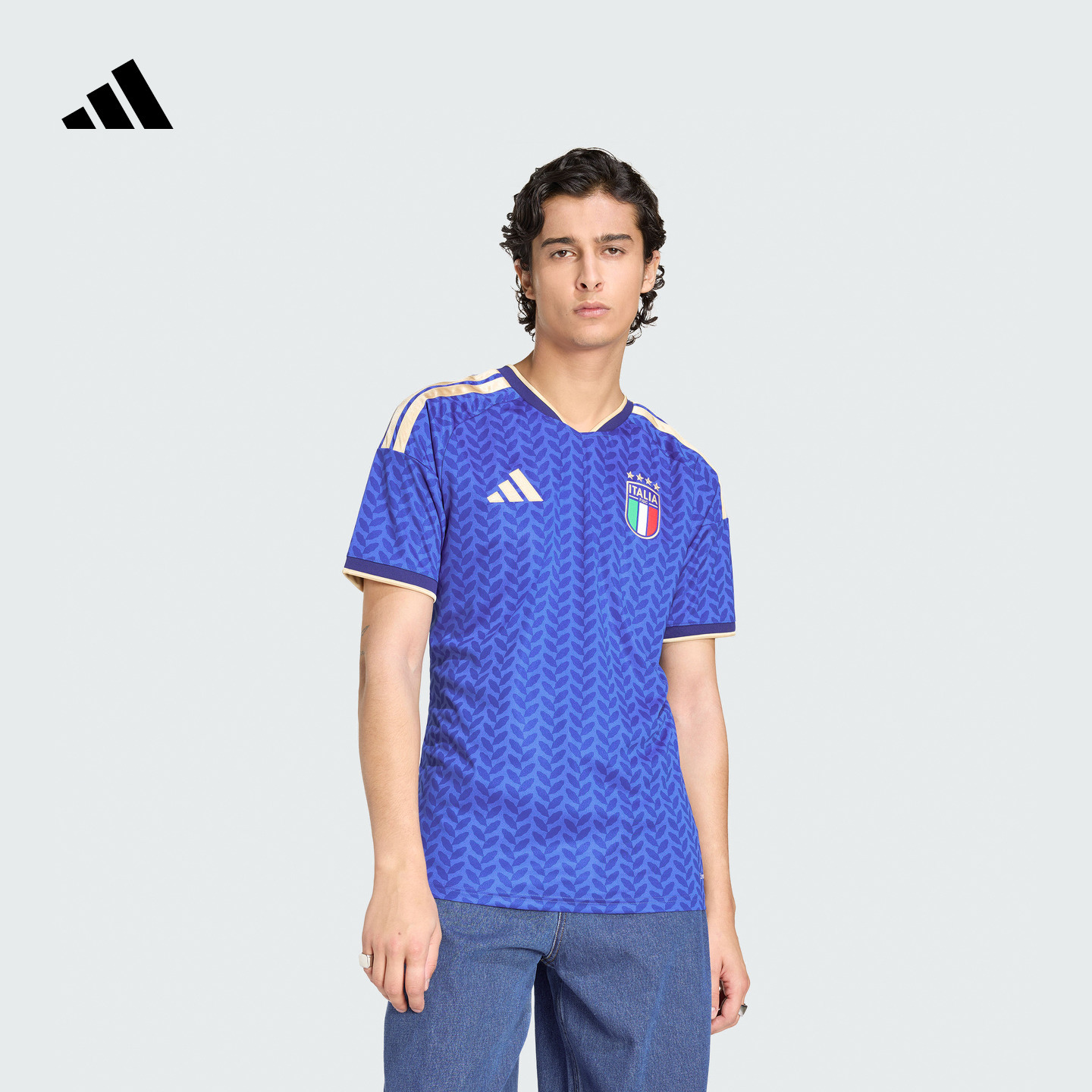 阿迪达斯官方 意大利国家队世界杯主场球衣 球迷版速干短袖JL6937