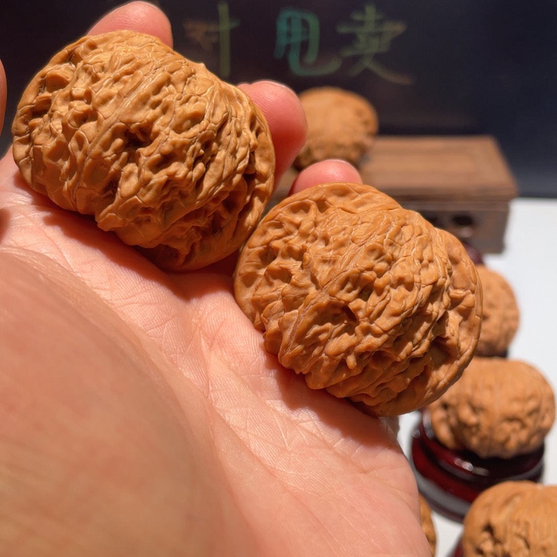 文玩核桃把件磨盘45全品