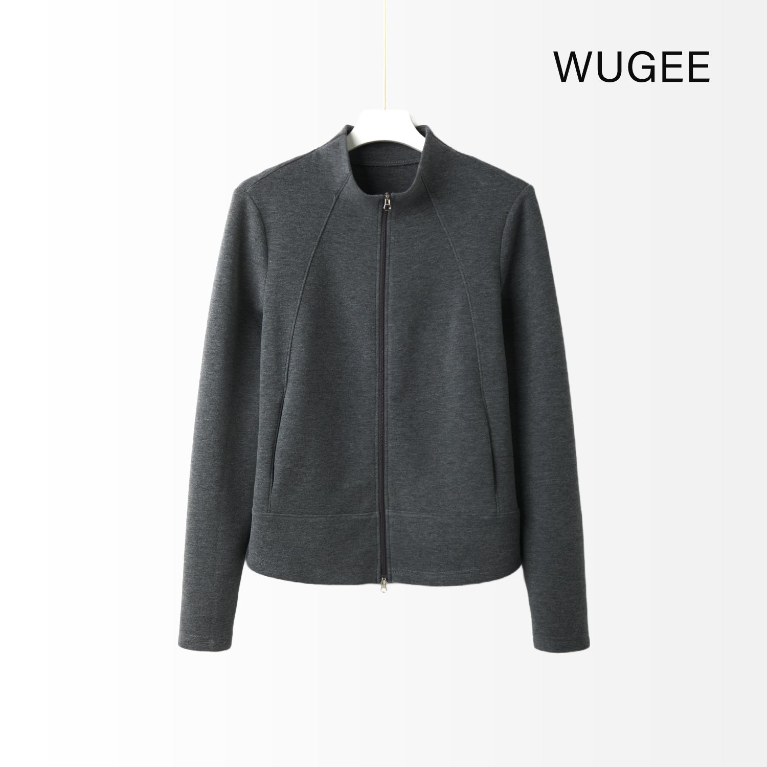 【WUGEE】秋冬短款时尚休闲女士双面秋冬立领卫衣