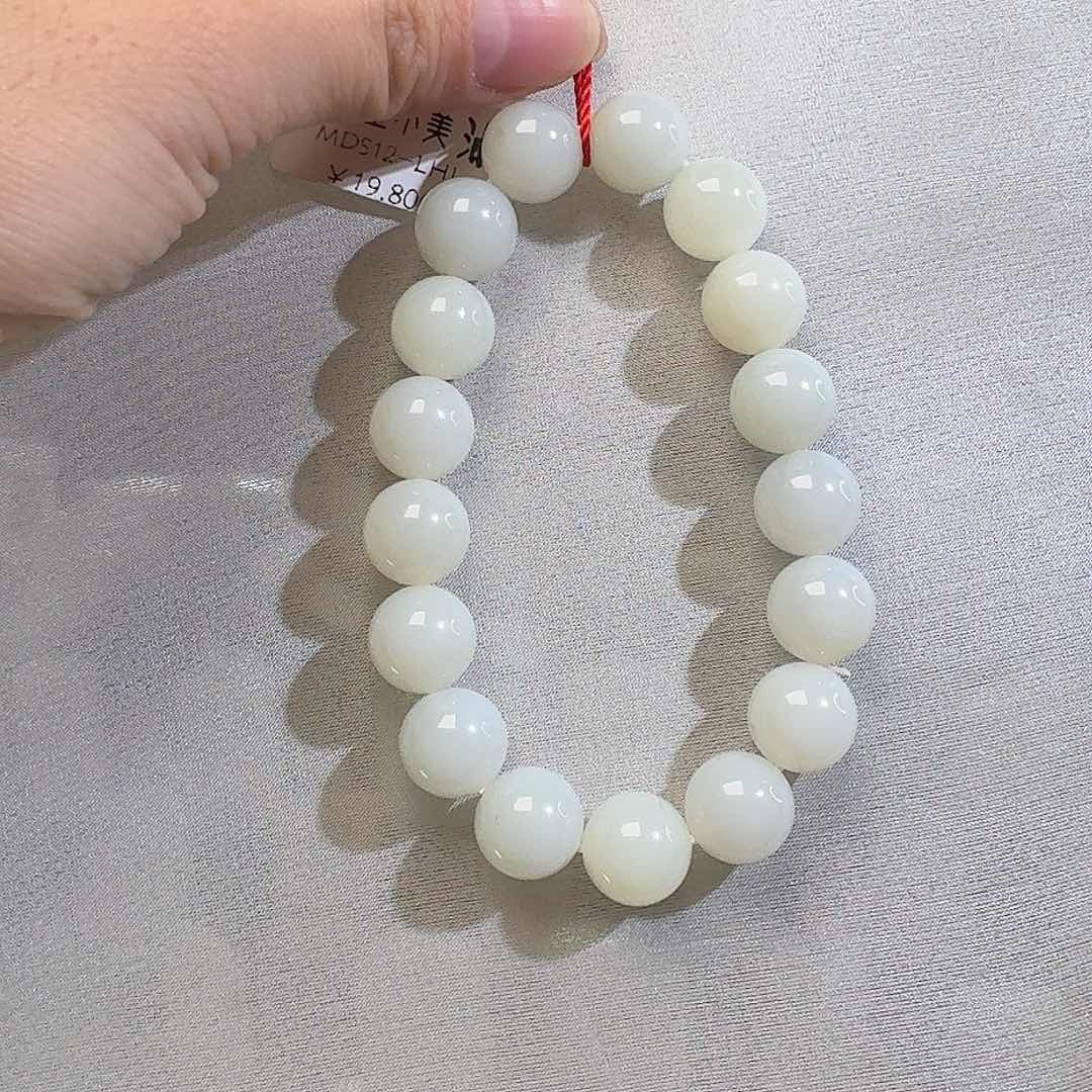 和田玉颈饰未镶嵌米达12mm高白