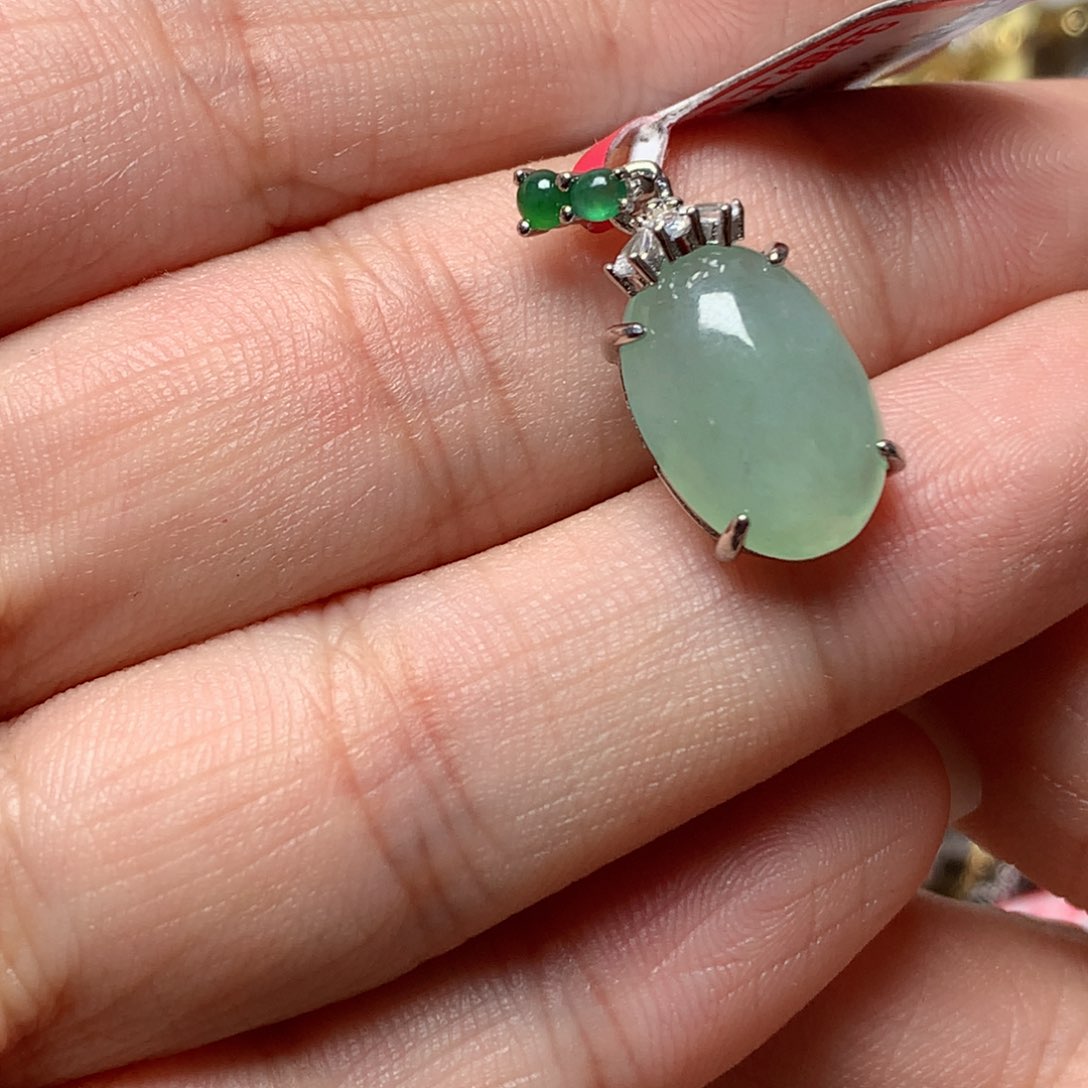 翡翠戒指银S925镶嵌天然翡翠吊坠