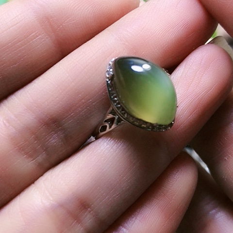 和田玉戒指银S925镶嵌