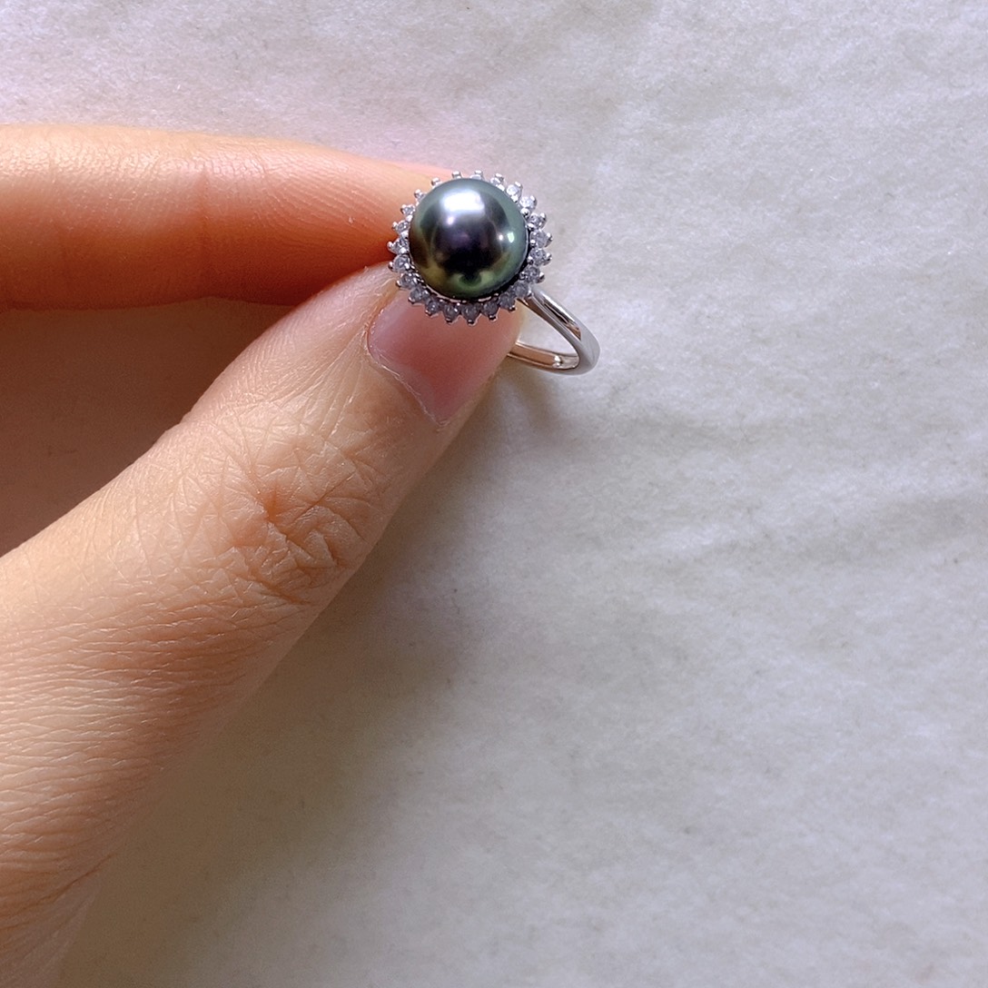 海水珍珠戒指银S925镶嵌