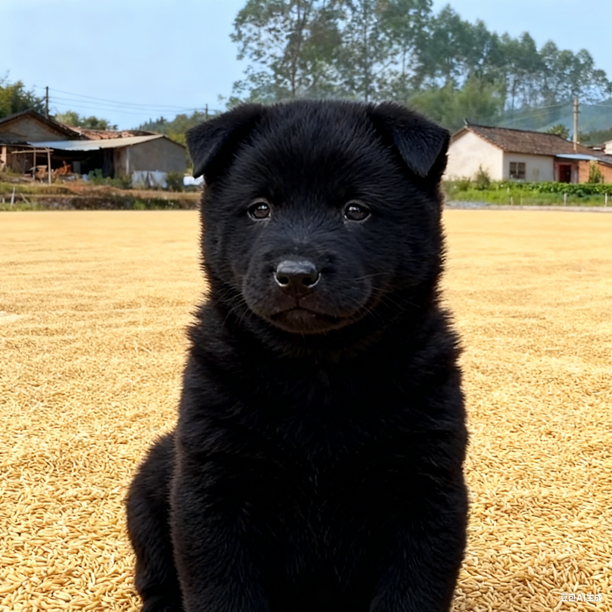 纯黑五黑广西五黑犬猎犬虎头黑狗赶山犬幼犬中华田园狩猎看家护院