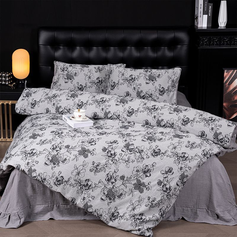 【冬被-墨花幽境-灰】复古美学浮雕织花高端寝具
