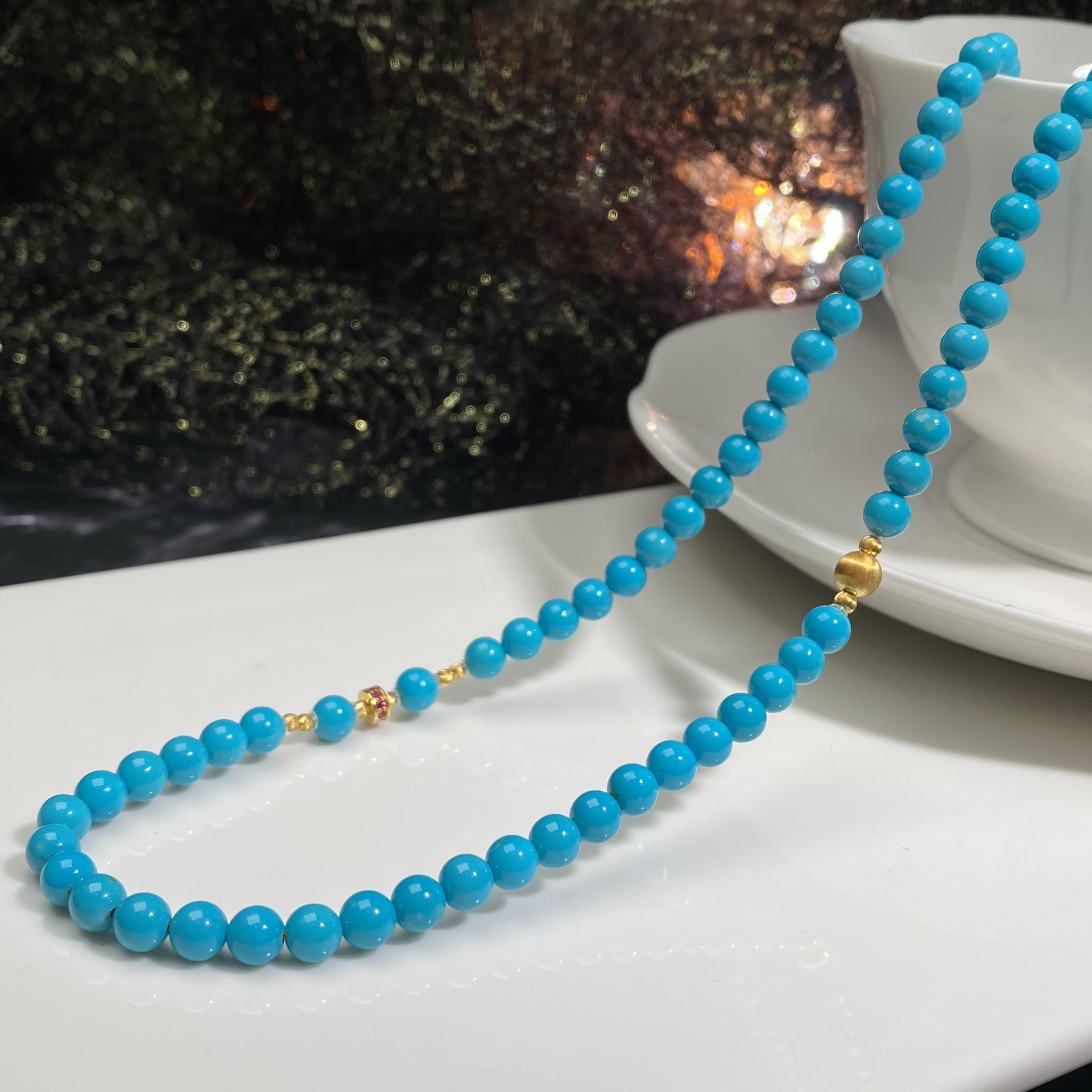 18K金镶嵌天然原矿绿松石项链多样发货