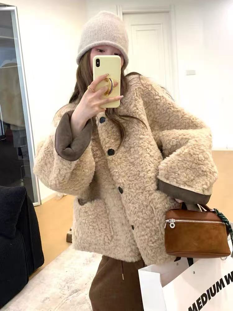 2239【九炫女装】秋冬冬季加厚皮毛一体气质时尚百搭开衫网红外套