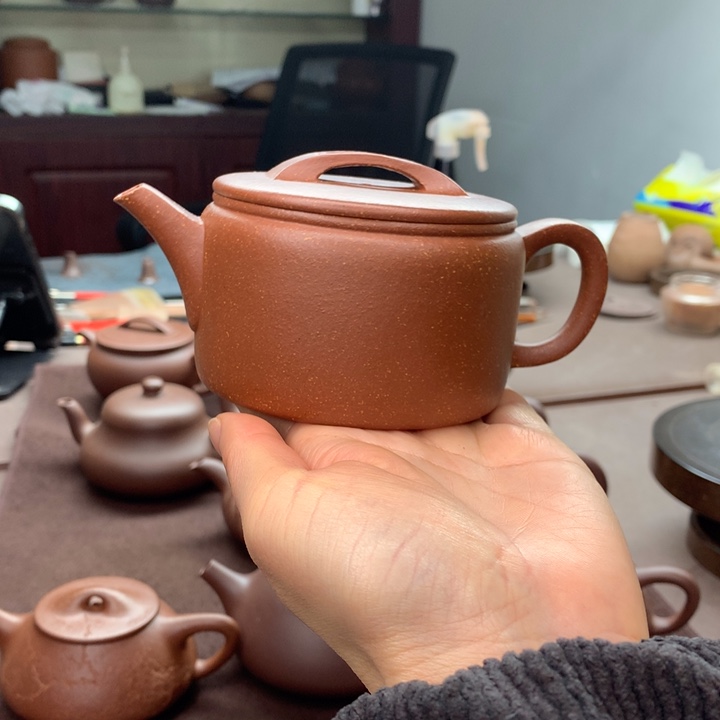 楊***）紫砂茶壶红降坡，汉瓦，220cc